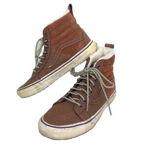 Vans Hana Beaman -Women's Sz 7 -Brown Suede Hi-Top Sherpa-Lined Sneakers- 721454